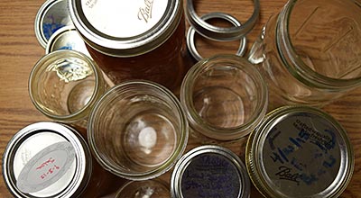 Empty canning jars and lids.