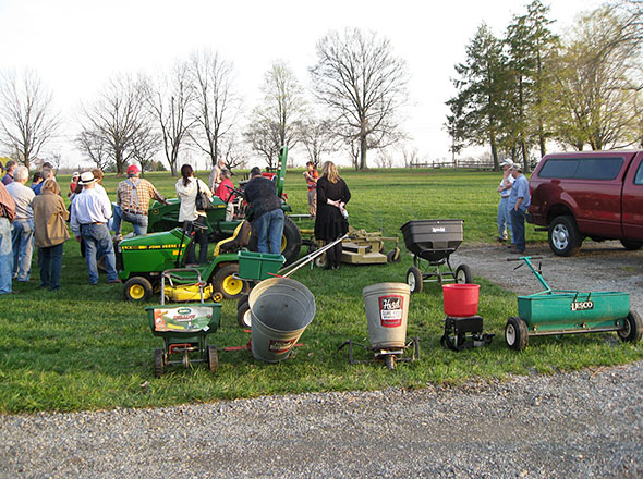 Different types of spreaders on display.